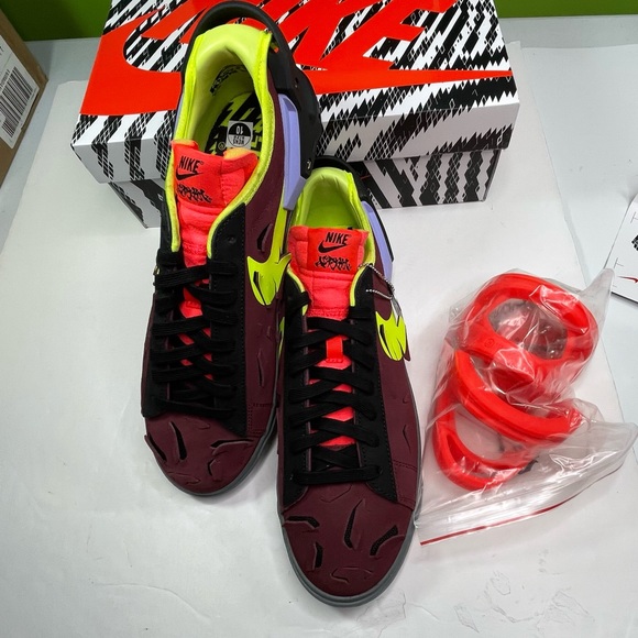 Nike Blazer Low Acronym Customizable Maroon & Black Basketball Size 10 Sneakers - Picture 6 of 14